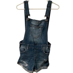 Cello Denim Distressed Shorts Adjustable Bib Overalls Size Small